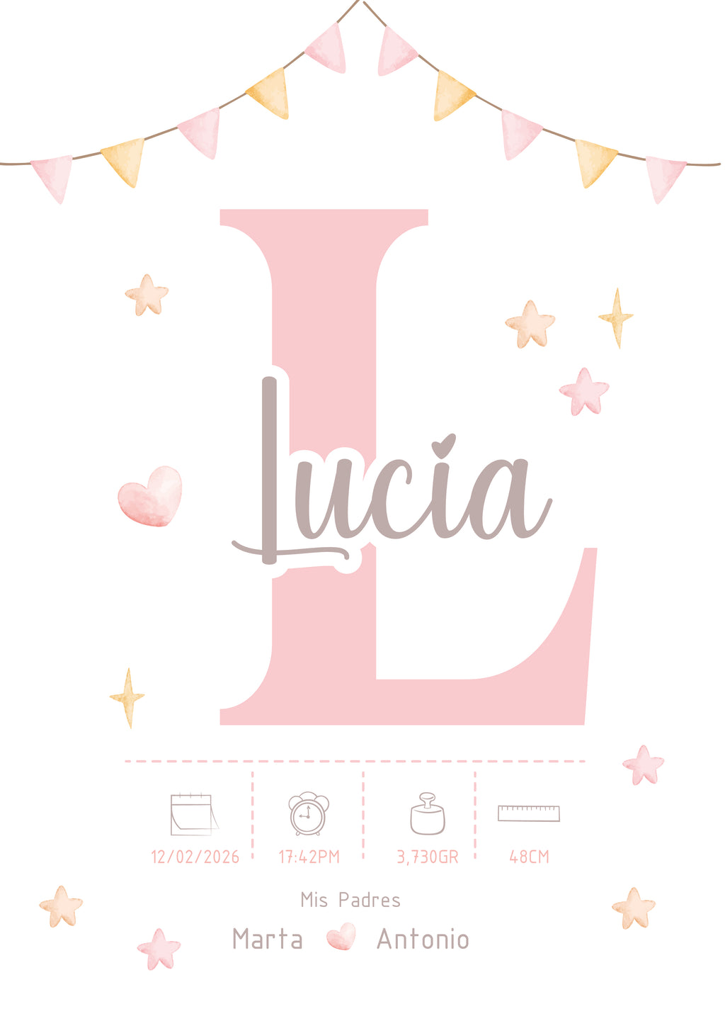 Set de 3 Láminas de Nacimiento Personalizadas – Arcoíris, Inicial y Animales 🌈🎈