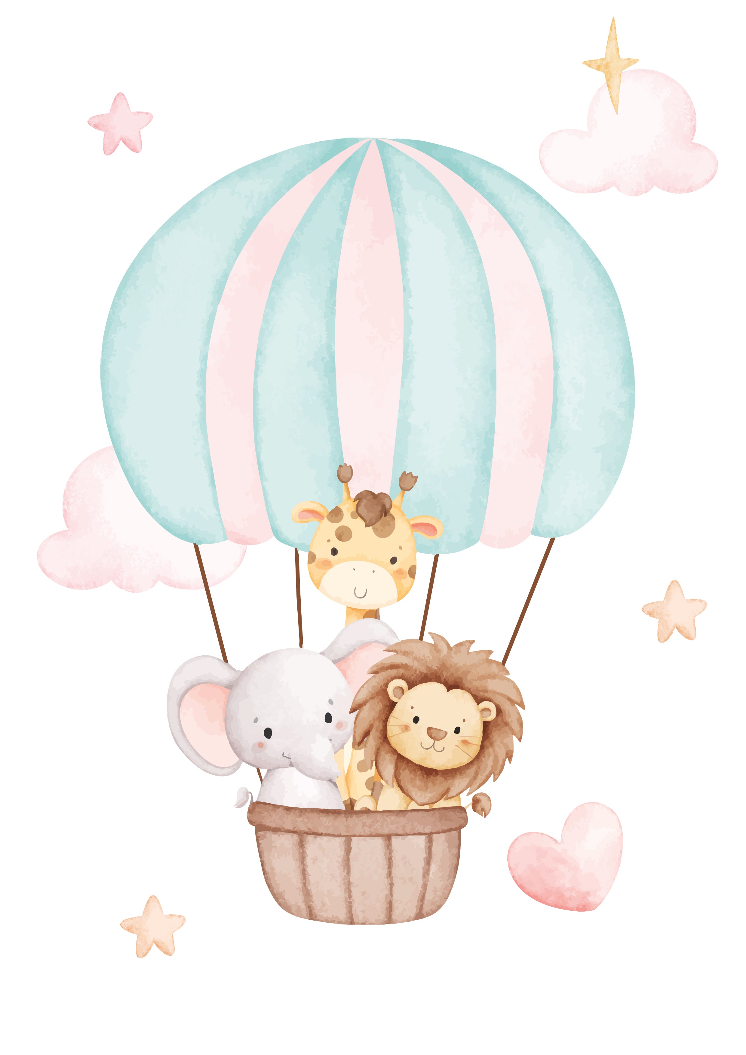 Set de 3 Láminas de Nacimiento Personalizadas – Arcoíris, Inicial y Animales 🌈🎈
