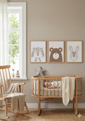 Set 3 Cuadros Infantiles – Tigre, Oso y Conejito Nórdico 🐯🐻🐰