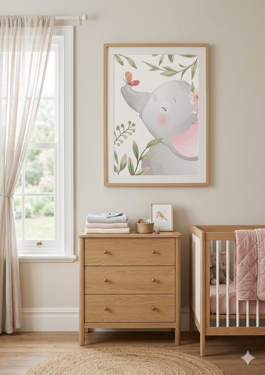 Set de 3 Afiches Personalizados – Leopardita, Inicial y Elefantita Floral 🐆🐘🌸