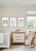 Set 3 Pósters Infantiles Boho – Osito, Conejita y Osito Turquesa 🪶✨