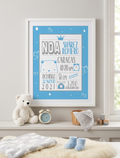 Póster de Nacimiento Personalizado – Osito Azul