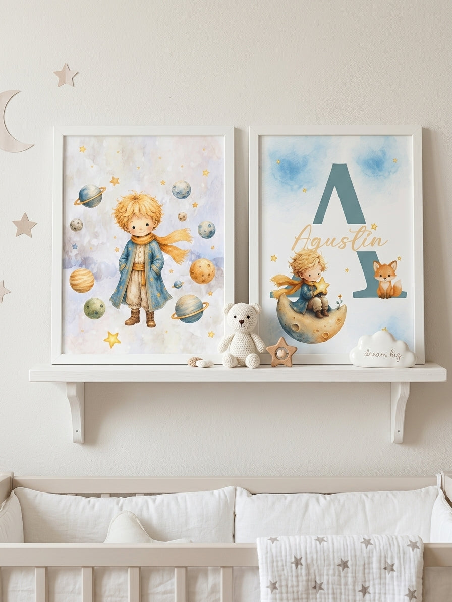 Set 2 láminas decorativas El Principito habitación bebé