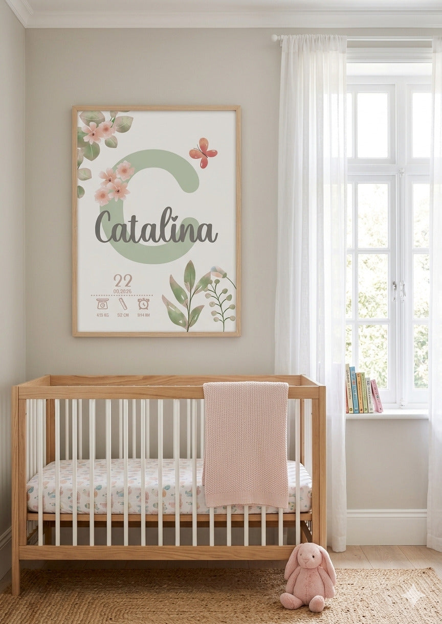 Set de 3 Láminas Personalizadas – Cierva, Inicial y Conejita Floral 🦌🐰🌿