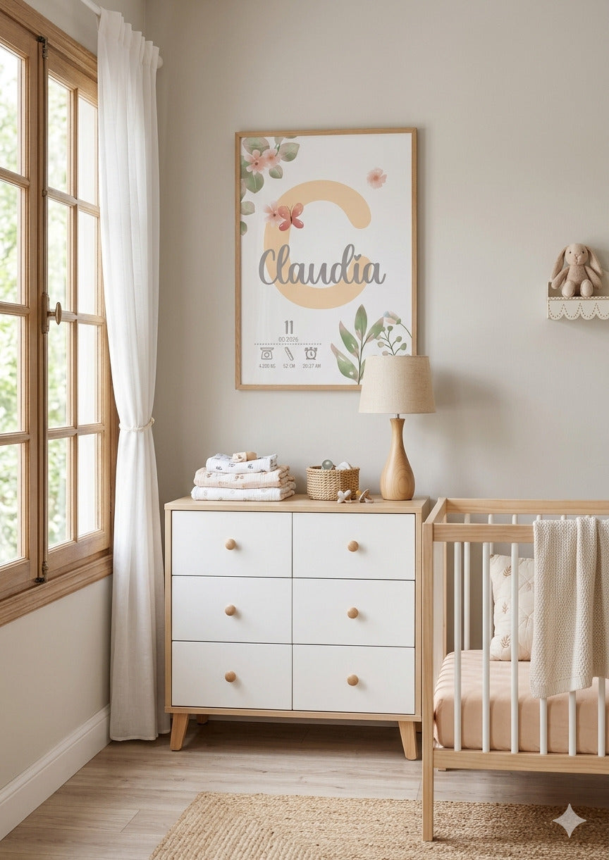 Set de 3 Afiches Personalizados – Leopardita, Inicial y Elefantita Floral 🐆🐘🌸