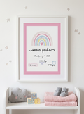 Cuadro de Nacimiento Personalizado – Arcoíris Boho Rosa