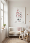 Lámina de Nacimiento Personalizada – Animalitos Kawaii 🦁🦒🐘