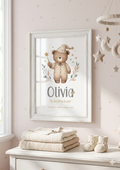 Cuadro de Nacimiento Personalizado – Osito Mágico con Significado del Nombre 🐻✨