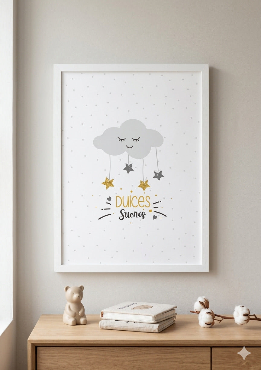 Set 3 Láminas Infantiles – Arcoíris, Gatito y Nube 🌈🐱☁️