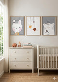 Set 3 Láminas Infantiles Divertidas – Conejita, Estrellas y Osito Sombrero 🐰⭐🐻
