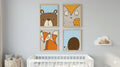 Set de 4 Láminas Decorativas – Animales del Bosque 🐻🦉🦊🦔