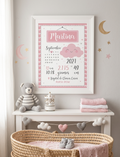 Lámina de Nacimiento Personalizada – Nubecita Rosa