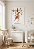 Lámina de Nacimiento Personalizada – Osito Beige Tendedero 🐻⭐