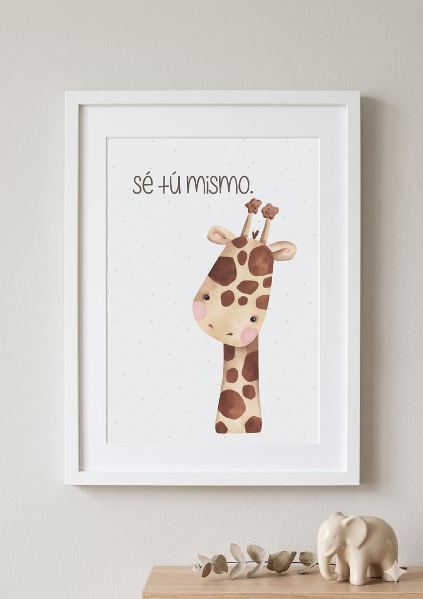 Set de 3 Láminas Decorativas Personalizadas – Sé Valiente, Sé Único, Sé Tú Mismo 🦁🦓🦒